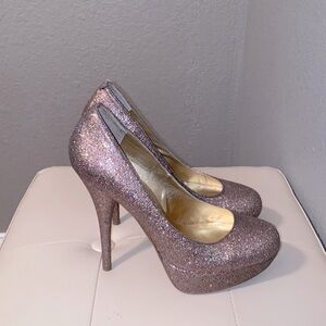 Bakers Pink Glitter Platform Pumps | Sparkly High Heels